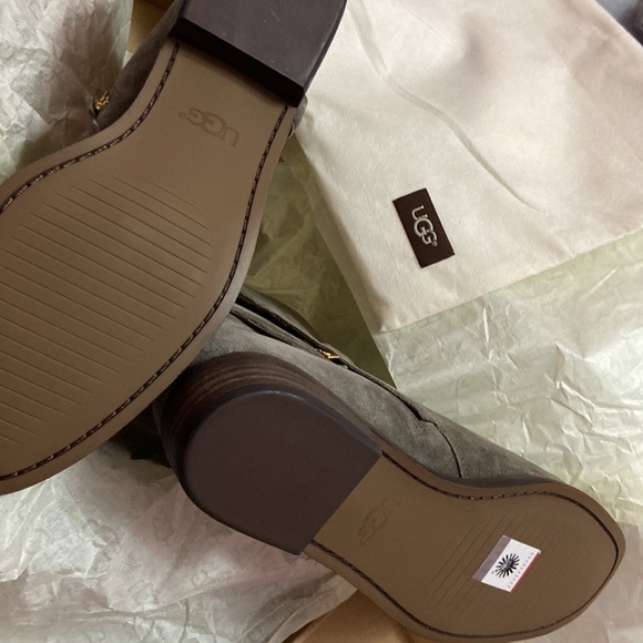 UGG Kelby Mouse Grey Suede Side Zip Short Boots - Picture 4 of 6